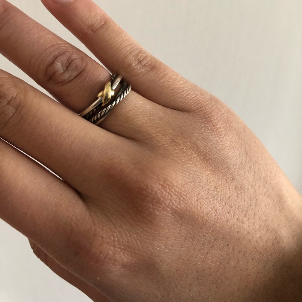 David Yurman 18K Gold Crossover Ring